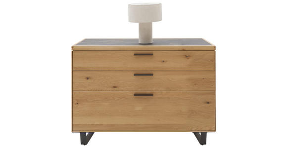 KOMMODE in 122/75/45 cm - Wildeiche/Schwarz, Design, Holz/Metall (122/75/45cm) - Valnatura