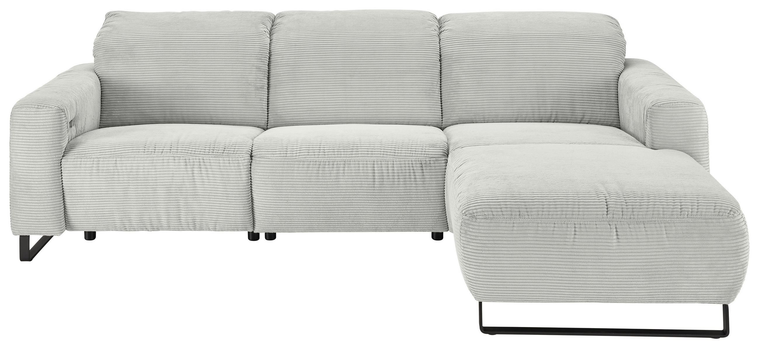 ECKSOFA Hellgrau Cord  - Hellgrau/Schwarz, KONVENTIONELL, Textil/Metall (266/180cm) - Hom`in