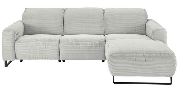 ECKSOFA  in Cord Hellgrau  266/180 cm  - Hellgrau/Schwarz, KONVENTIONELL, Textil/Metall (266/180cm) - Hom`in