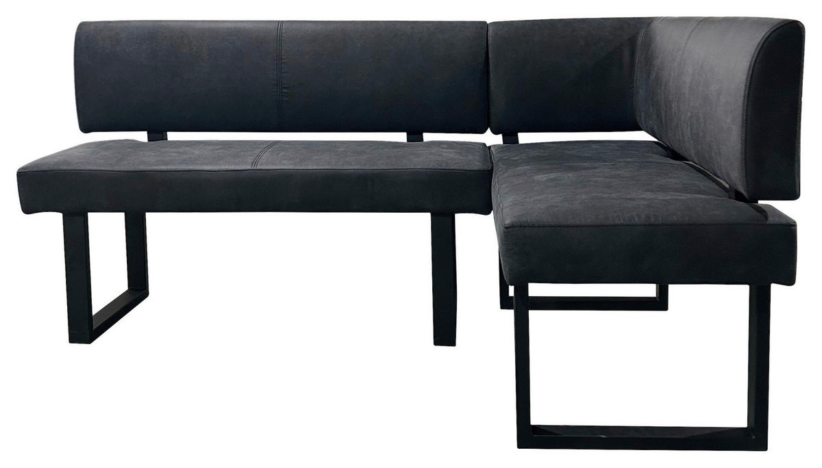 ECKBANK 181,5/125 cm Mikrofaser Anthrazit, Schwarz   - Anthrazit/Schwarz, Design, Textil/Metall (181,5/125cm) - MID.YOU