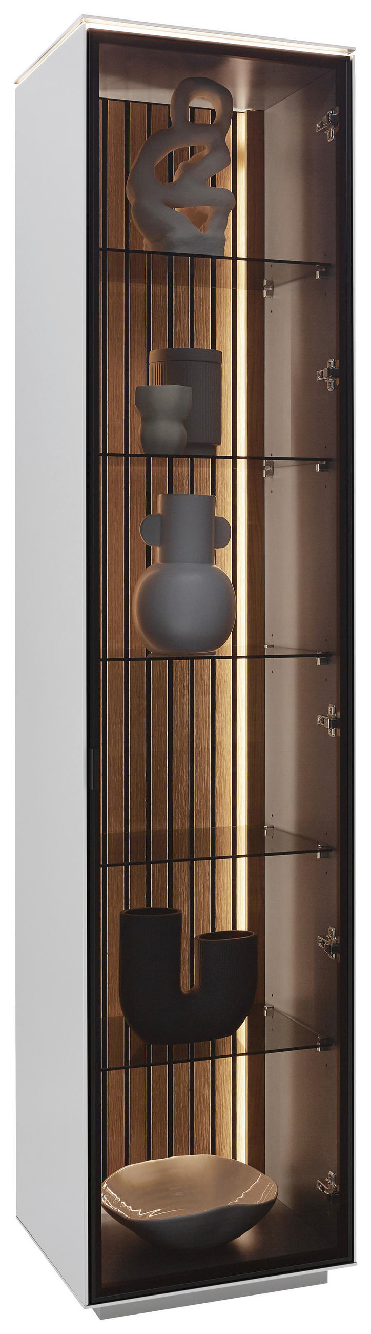 VITRINA, furnirano hrast antracit, bela, barve hrasta - črna/barve hrasta, Design, kovina/steklo (45,8/198,6/40cm) - Dieter Knoll