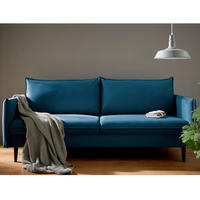 3-SITZER-SOFA JULI Samt Blau  - Blau/Schwarz, Design, Holz/Textil (203/86/100cm) - P & B