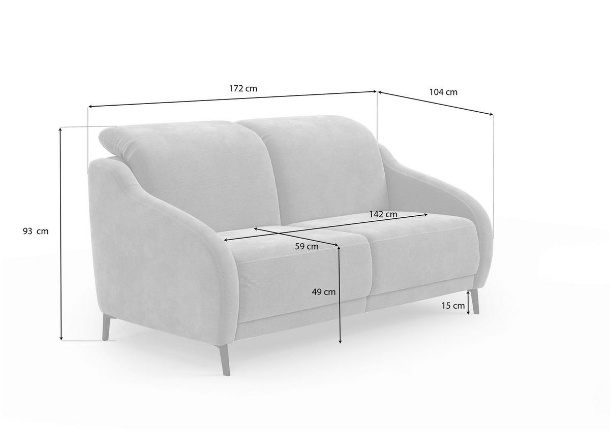 2,5-SITZER Mikrofaser Haselnussfarben  - Schwarz/Haselnussfarben, MODERN, Textil/Metall (172/93/104cm) - Sit & More