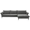 ECKSOFA in Echtleder Anthrazit  - Anthrazit/Schwarz, Design, Leder/Metall (334/172cm) - Hukla