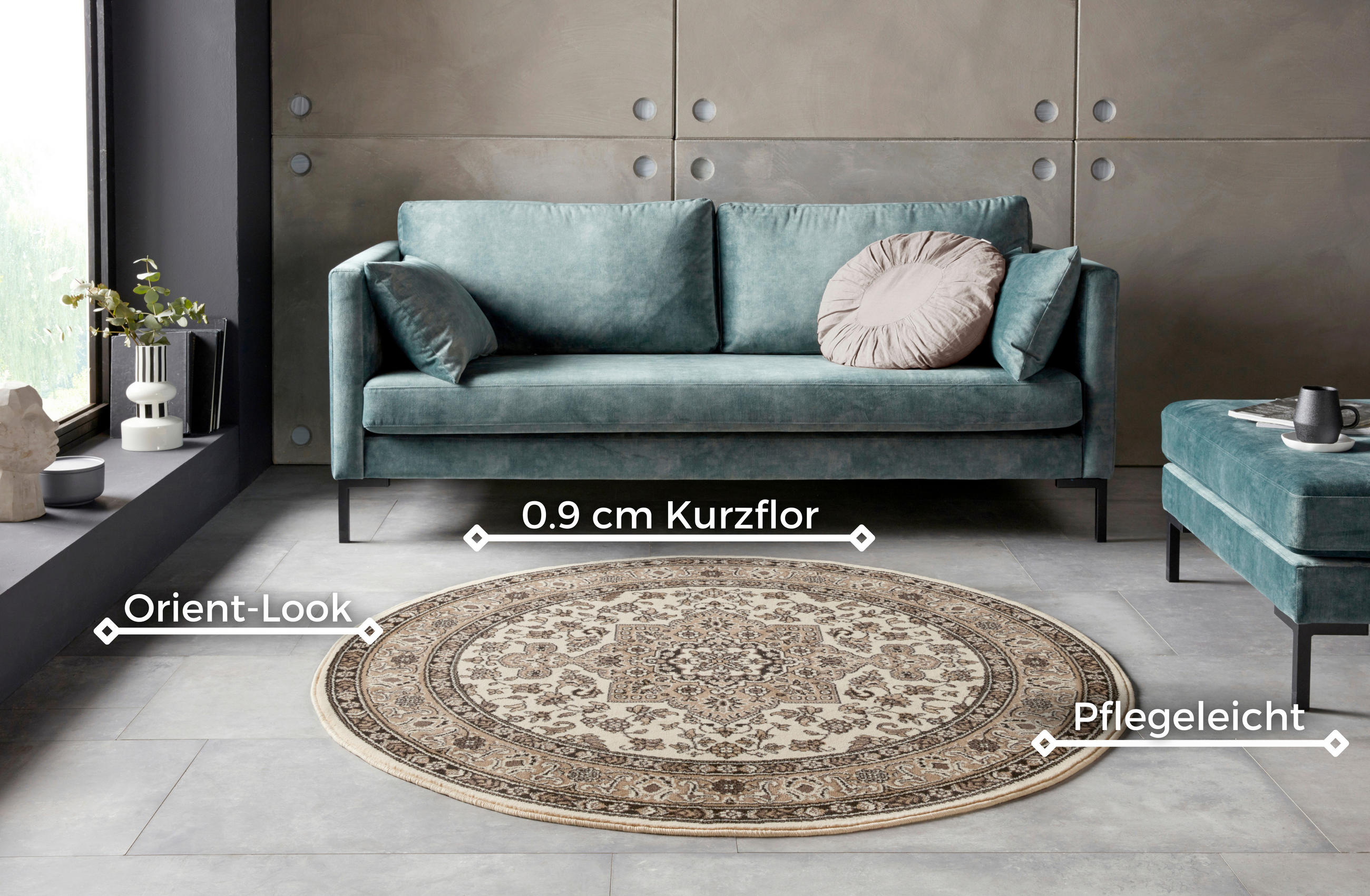 VINTAGE-TEPPICH 160 cm Mirkan Multicolor, Beige  - Beige/Multicolor, Basics, Kunststoff/Textil (160cm)