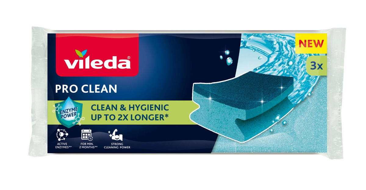 VILEDA PRO CLEAN, 3-PACK - blå/gul, Basics, plast - Best Price