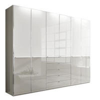 DREHTÜRENSCHRANK 300/236/58 cm 6-türig Grau, Weiß  - Chromfarben/Weiß, KONVENTIONELL, Glas/Holzwerkstoff (300/236/58cm) - Novel