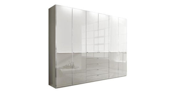 DREHTÜRENSCHRANK 300/236/58 cm 6-türig  - Chromfarben/Weiß, KONVENTIONELL, Glas/Holzwerkstoff (300/236/58cm) - Novel