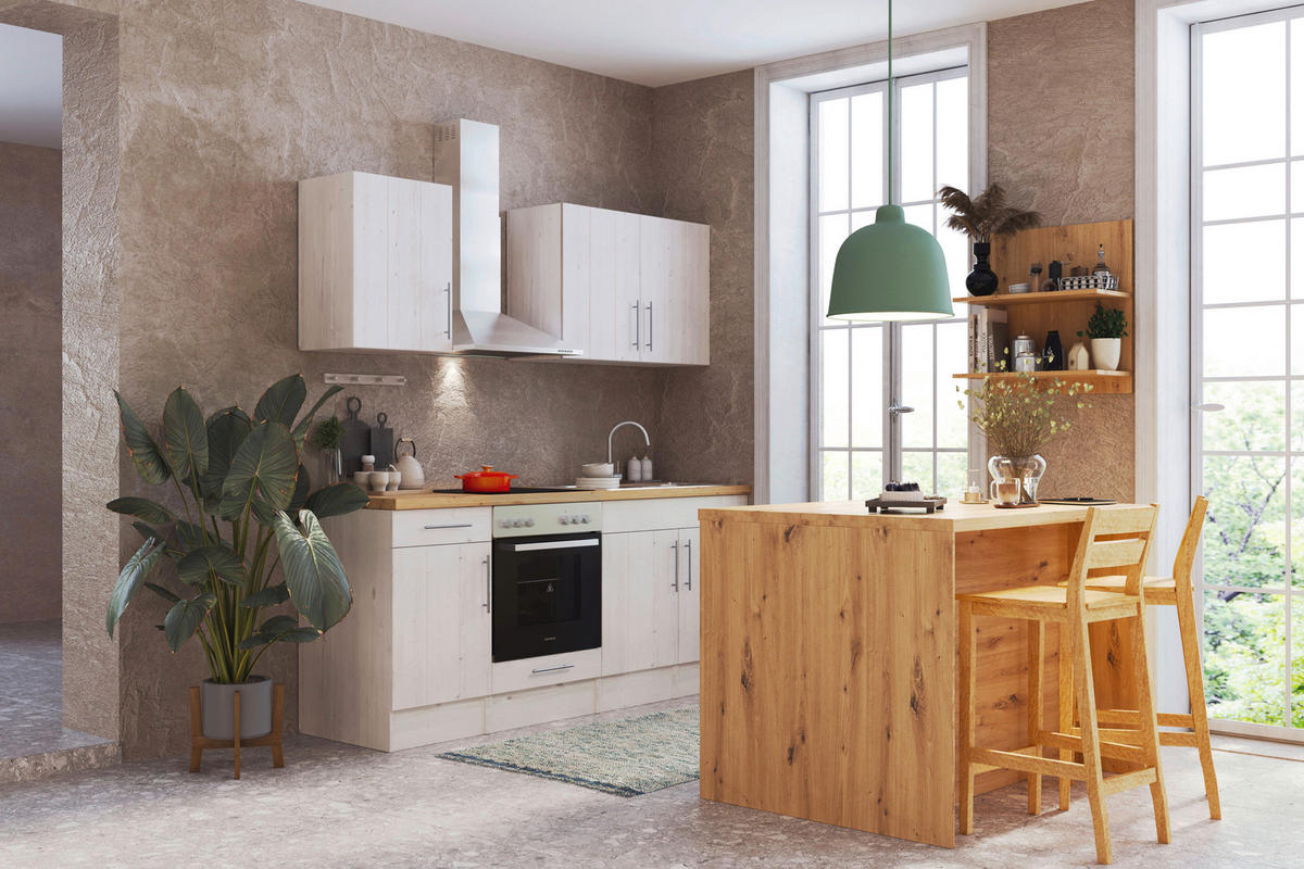 KÖKSÖ 124/91/90 cm  i vit, lärkfärgad  - stålfärgad/vit, Lifestyle, metall/trämaterial (124/91/90cm) - Respekta
