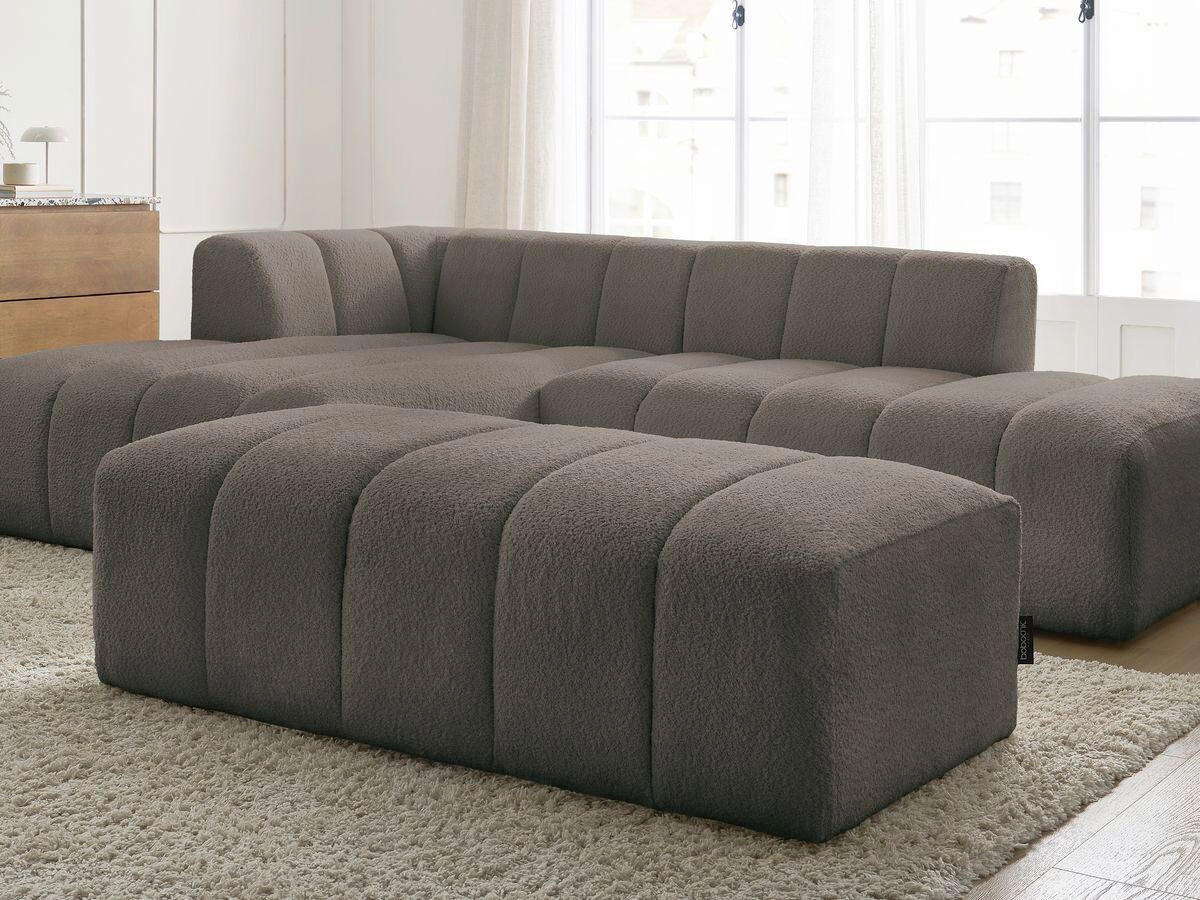 ECKSOFA  ANNECY Taupe Bouclé  - Taupe/Schwarz, MODERN, Kunststoff/Textil (170/262cm)