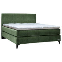 BOXSPRINGBETT 180/200 cm,  in Grün, Matratze, Topper, H2 + H2 = mittel  - Schwarz/Grün, KONVENTIONELL, Holz/Textil (180/200cm) - Sjöholm