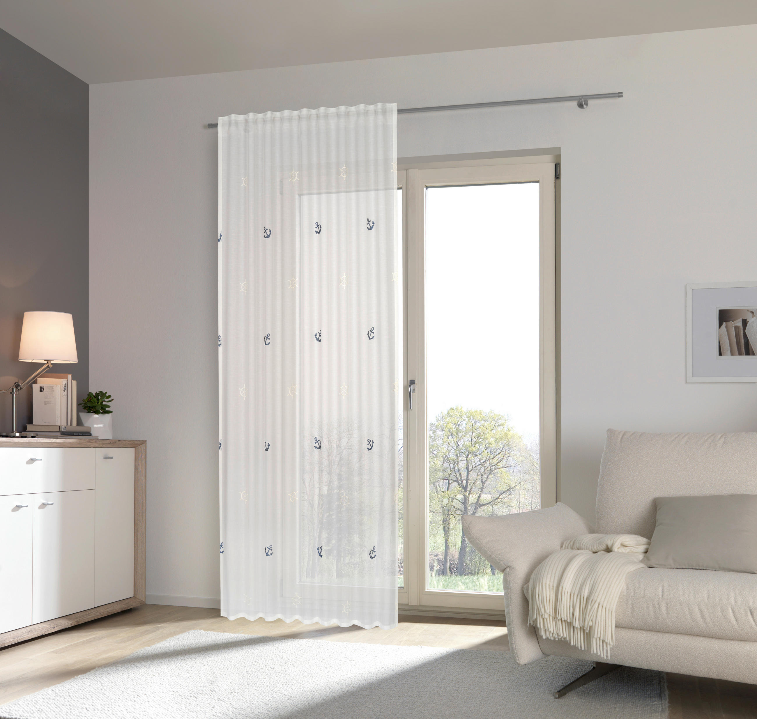 GOTOVA ZAVESA plava - plava, tekstil (140/245cm) - Esposa