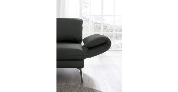 RÉCAMIERE in Echtleder Dunkelgrau - Chromfarben/Dunkelgrau, Design, Leder/Metall (209/85-109/95-16cm) - Dieter Knoll