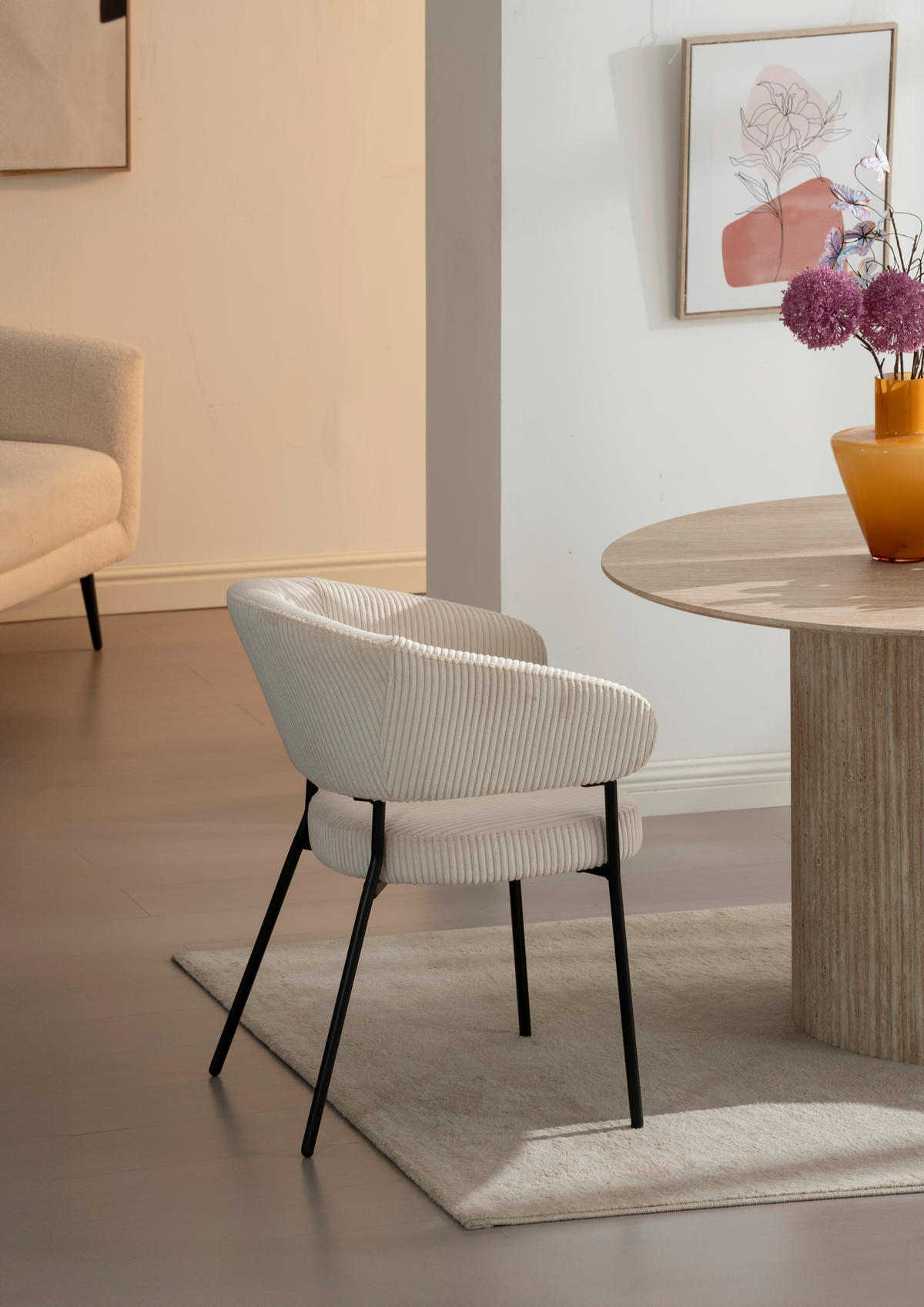 ARMLEHNSTUHL  in Eisen Cord  - Beige/Schwarz, LIFESTYLE, Holz/Textil (60/81/60cm) - Livetastic