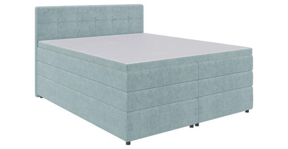 BOXSPRINGBETT 160/200 cm  in Hellblau  - Schwarz/Hellblau, KONVENTIONELL, Kunststoff/Textil (160/200cm) - Carryhome