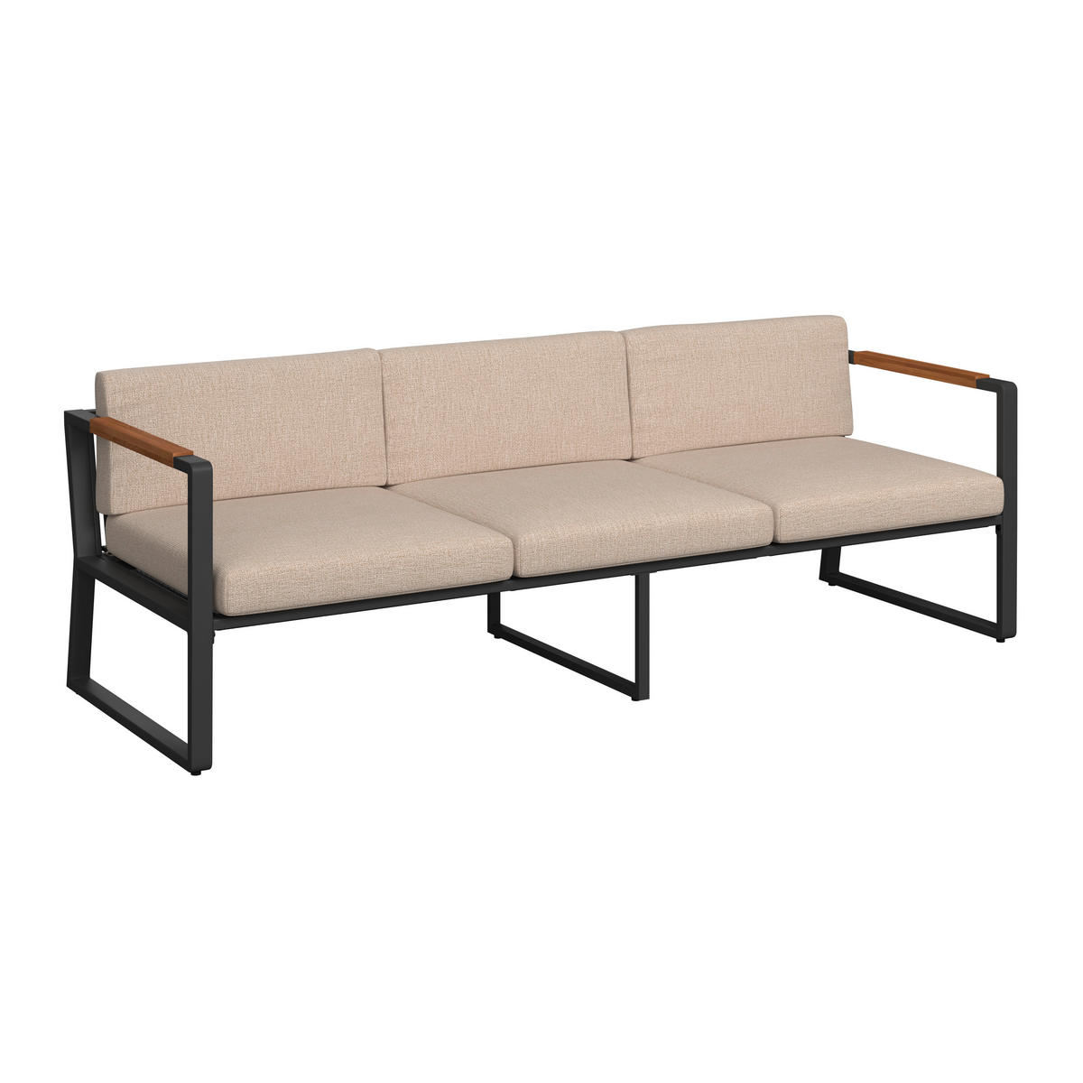 LOUNGEGARNITUR Akazie massiv Stahl  - Dunkelgrau/Beige, MODERN, Holz/Metall (206l) - Ambia Garden