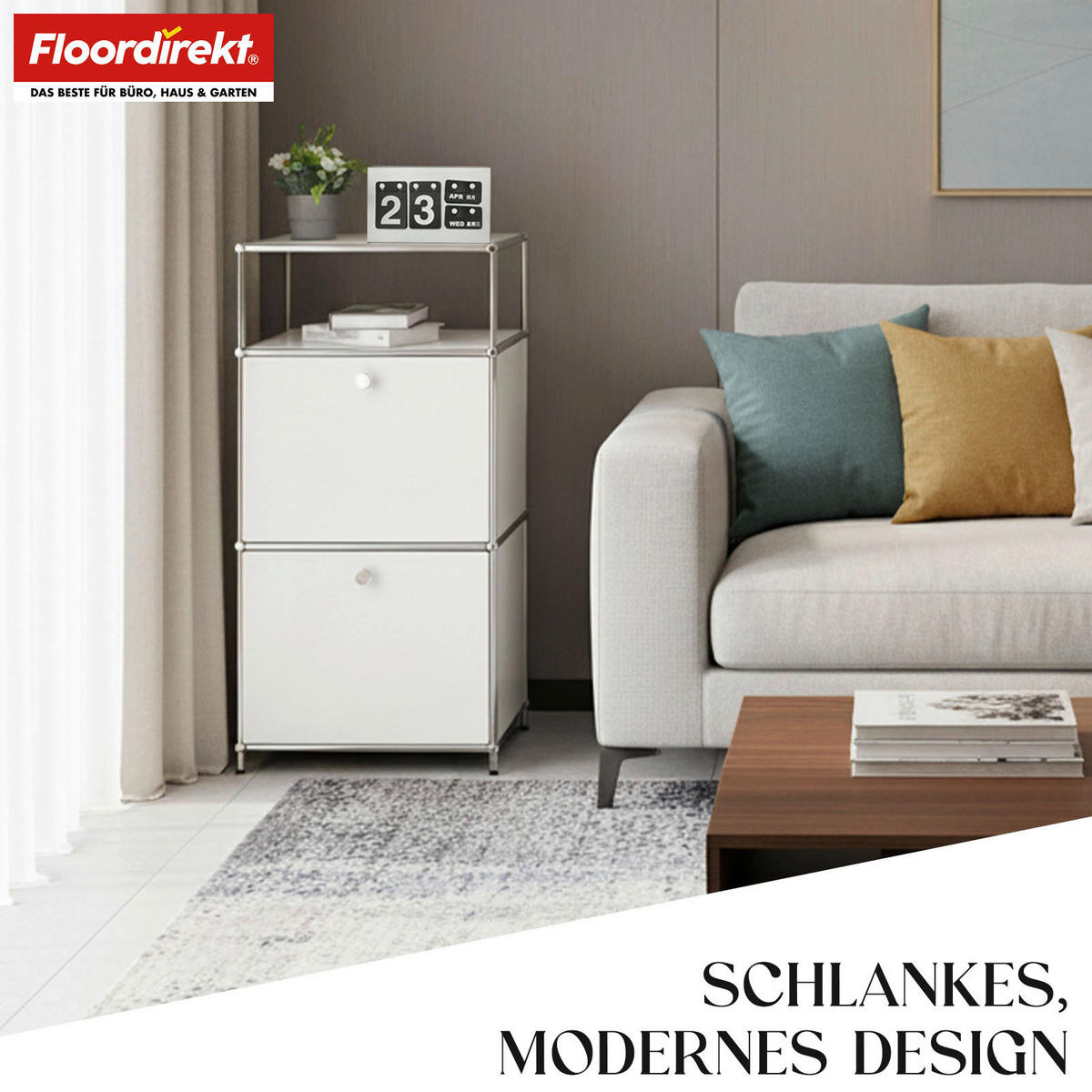 REGAL Weiß  - Weiß, Basics, Metall (50/100/40cm) - Floordirekt