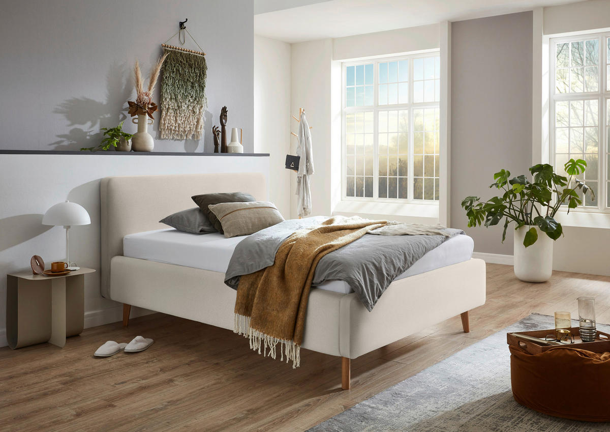 POLSTERBETT 140/200 cm  in Beige  - Eichefarben/Beige, Design, Holz/Textil (140/200cm) - Xora