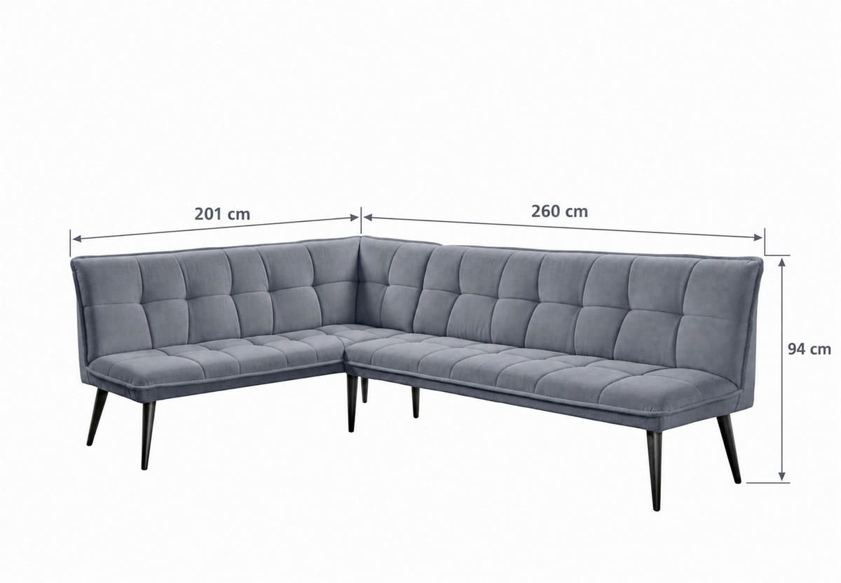 UGAONA KLUPA  antracit   - crna/antracit, Moderno, drvo/tekstil (260/201cm) - Livetastic