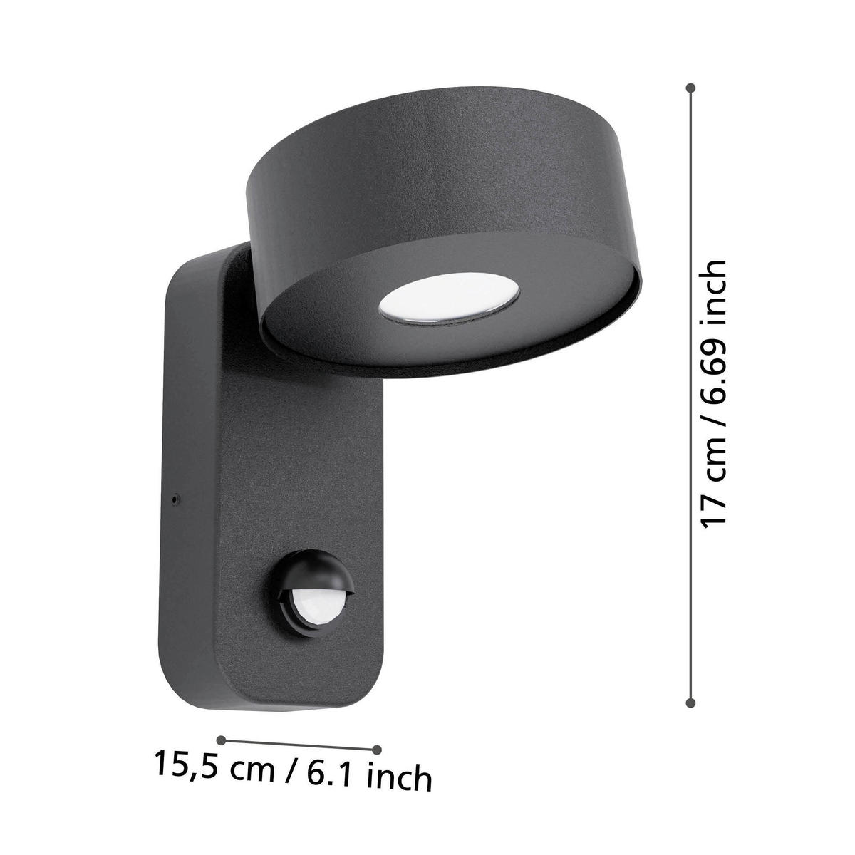 AUSSENWANDLEUCHTE - Transparent/Schwarz, Design, Kunststoff/Metall (17/11,5/15,5cm) - Eglo