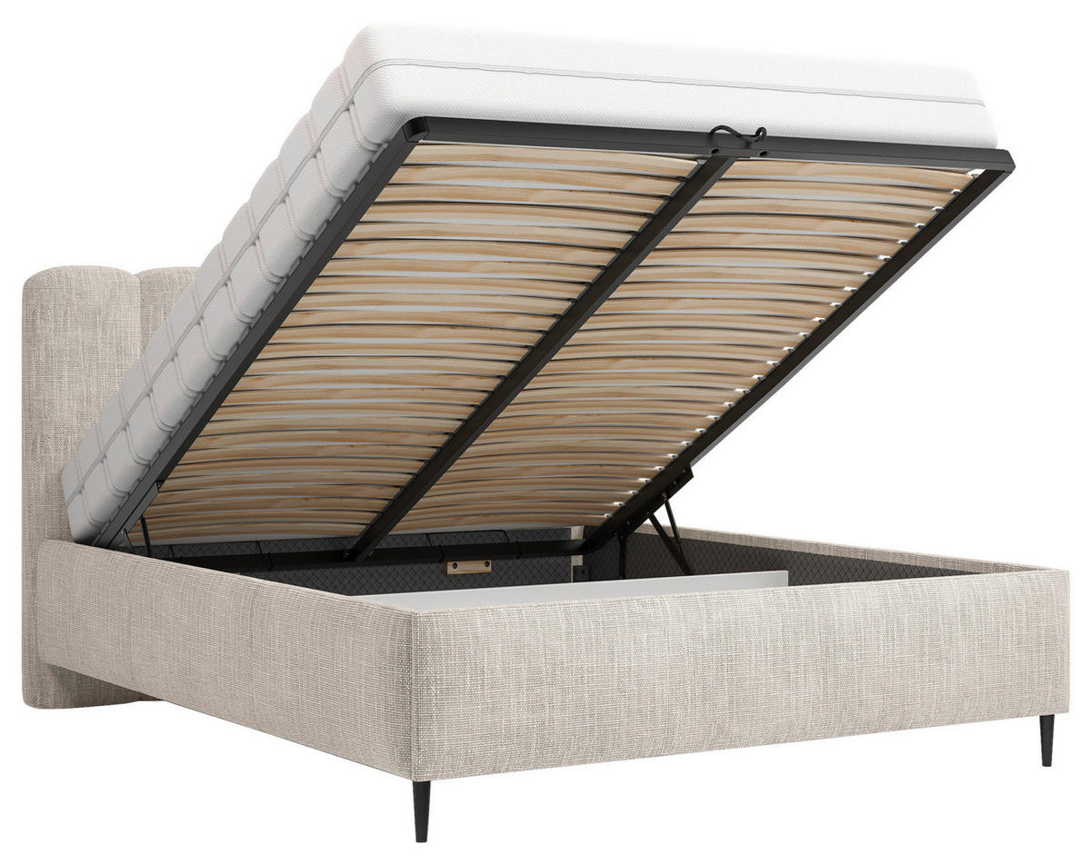 POLSTERBETT Lattenrost, Bettkasten Creme 140/200 cm  - Creme/Schwarz, MODERN, Holz/Holzwerkstoff (140/200cm) - MID.YOU