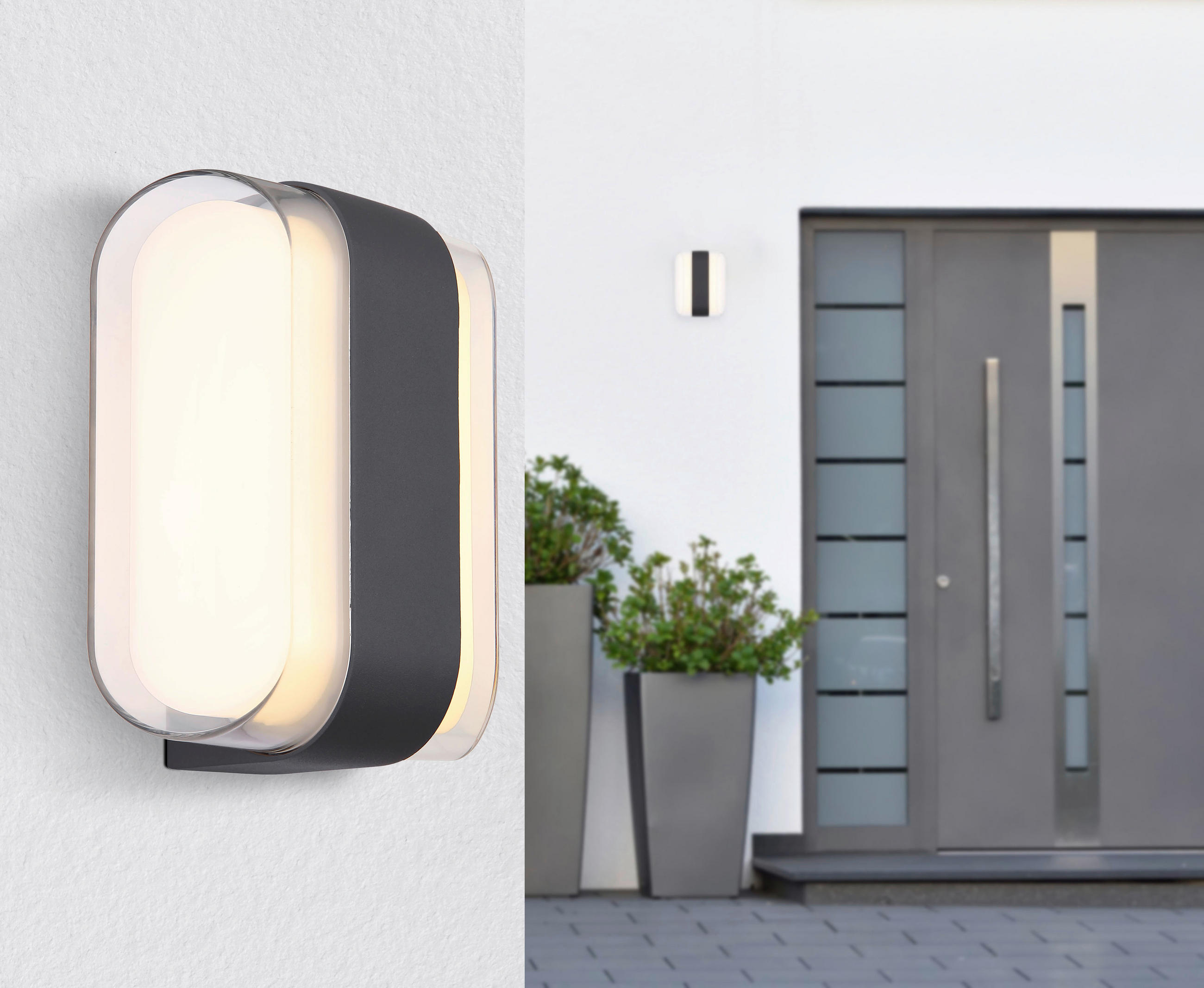 AUSSENWANDLEUCHTE - Transparent/Anthrazit, Design, Kunststoff/Metall (16/7,8/12,5cm) - Globo