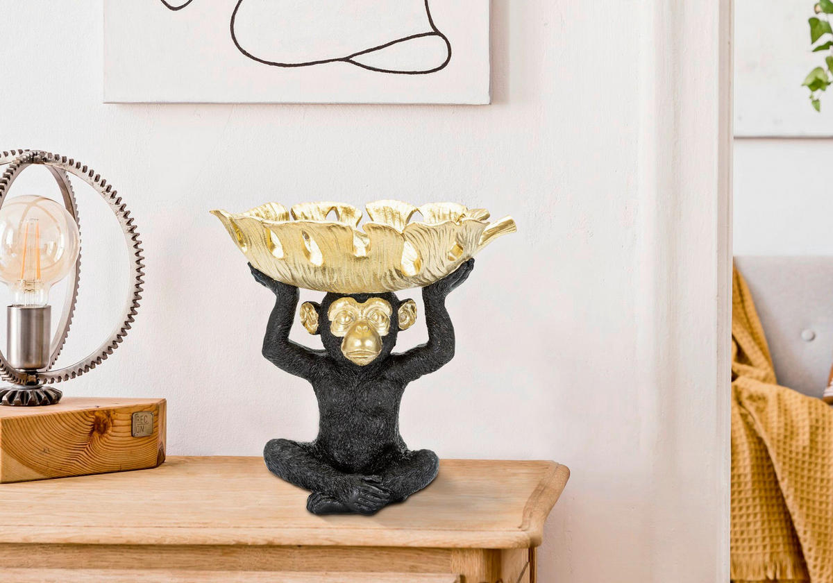 SKULPTUR - Goldfarben/Schwarz, Basics, Kunststoff (25.2/24/21cm)