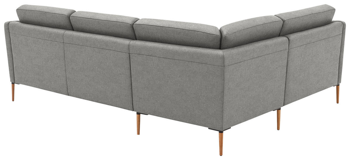 ECKSOFA  in Flachgewebe Hellgrau  189/236 cm  - Eichefarben/Hellgrau, Design, Holz/Textil (189/236cm) - Valnatura