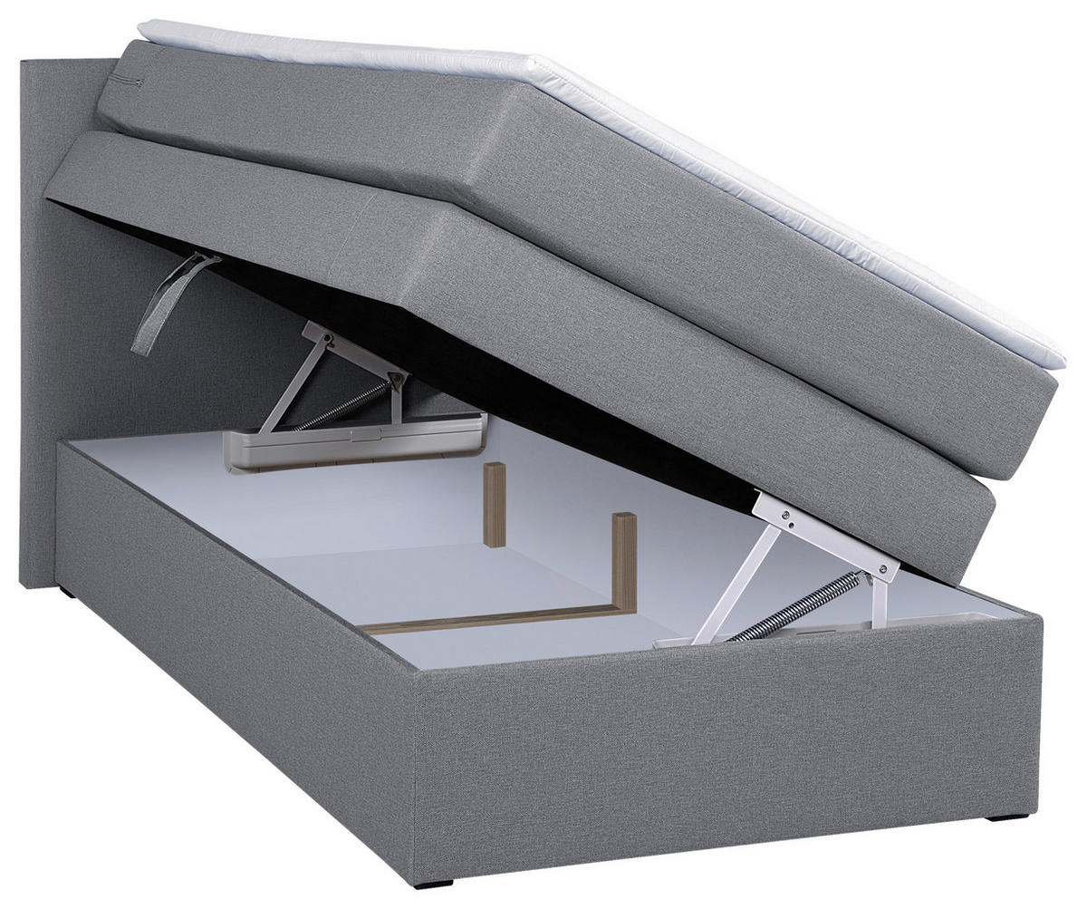BOXSPRINGBETT 90/200 cm,  in Grau, Bettkasten, Topper, H3 = fest  - Schwarz/Grau, MODERN, Kunststoff/Textil (90/200cm) - MID.YOU