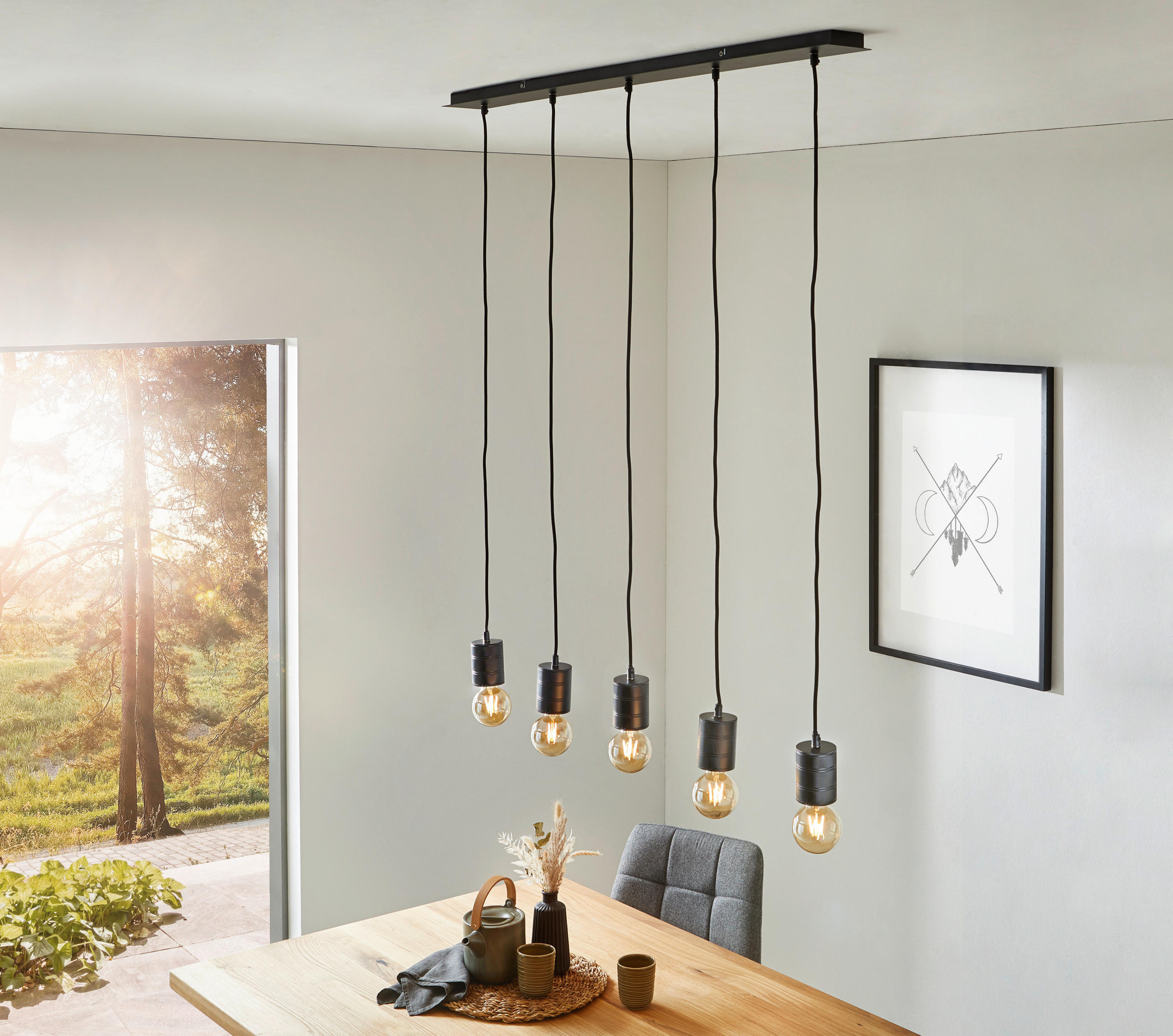 HÄNGELEUCHTE 115/10/120 cm  - Schwarz, Design, Metall (115/10/120cm) - Marama