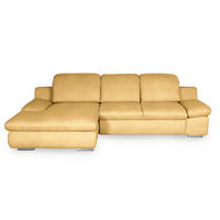 ECKSOFA 165/286 cm  in Chenille Gelb Rücken echt, Armteilverstellung, Kopfteilverstellung, Kopfstütze  165/286 cm  - Chromfarben/Gelb, Design, Textil/Metall (165/286cm) - Livetastic