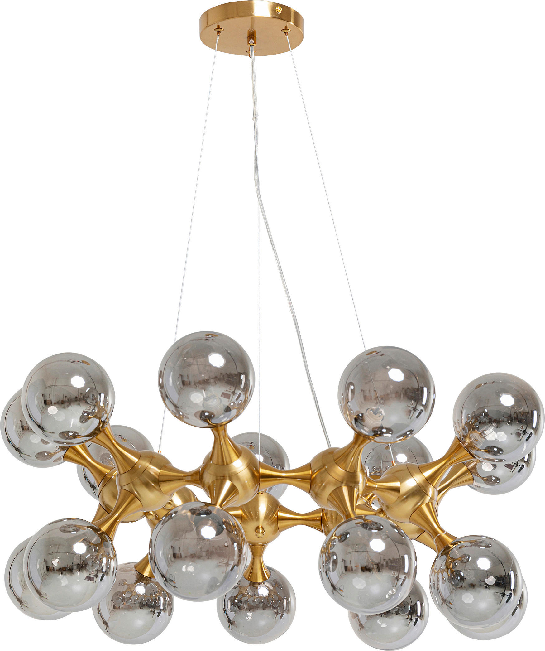Kare-Design Hängeleuchte Atomic Ball Silber, Messing 74x130x74 cm