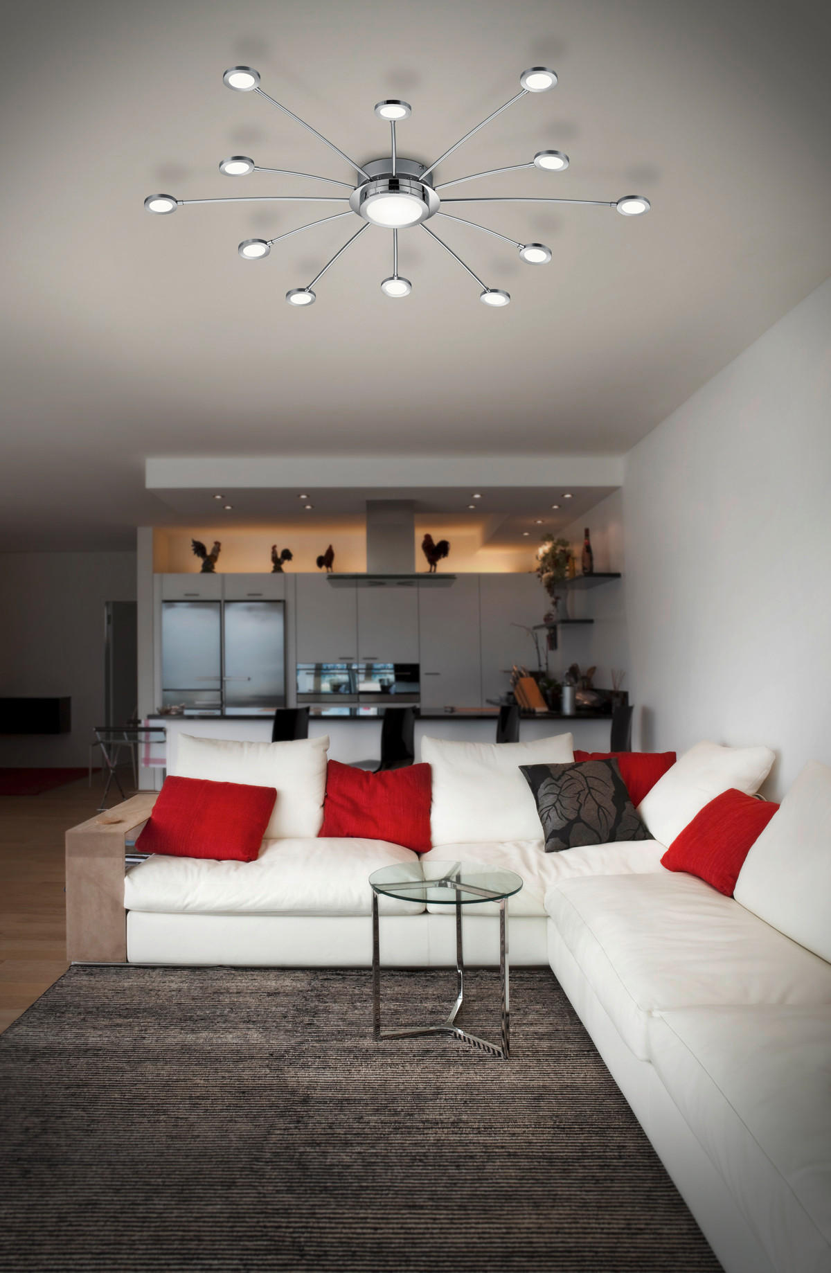 Plafonieră Cu Led 2,1 W    100/100/20 cm  - alb/culoare crom, Design, plastic/metal (100/100/20cm)