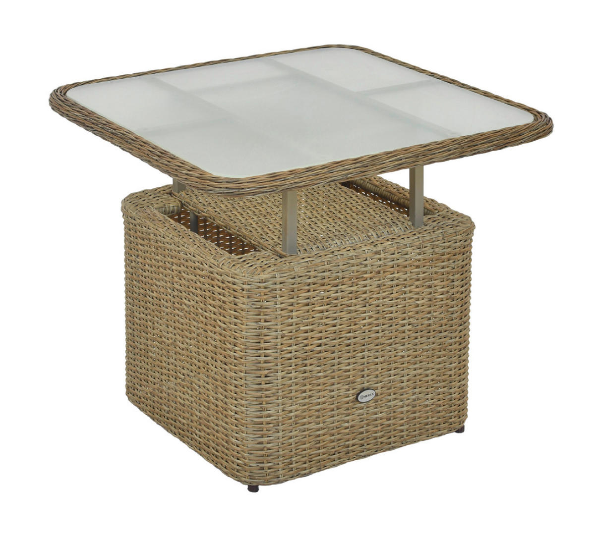 LOUNGETISCH 72/72/45-64 cm Metall, Kunststoff  - Naturfarben, MODERN, Glas/Kunststoff (72/72/45-64cm) - Gardenson