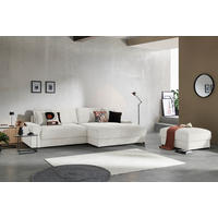 ECKSOFA in Cord Creme  300/180 cm  - Creme/Schwarz, MODERN, Kunststoff/Textil (300/180cm) - Carryhome