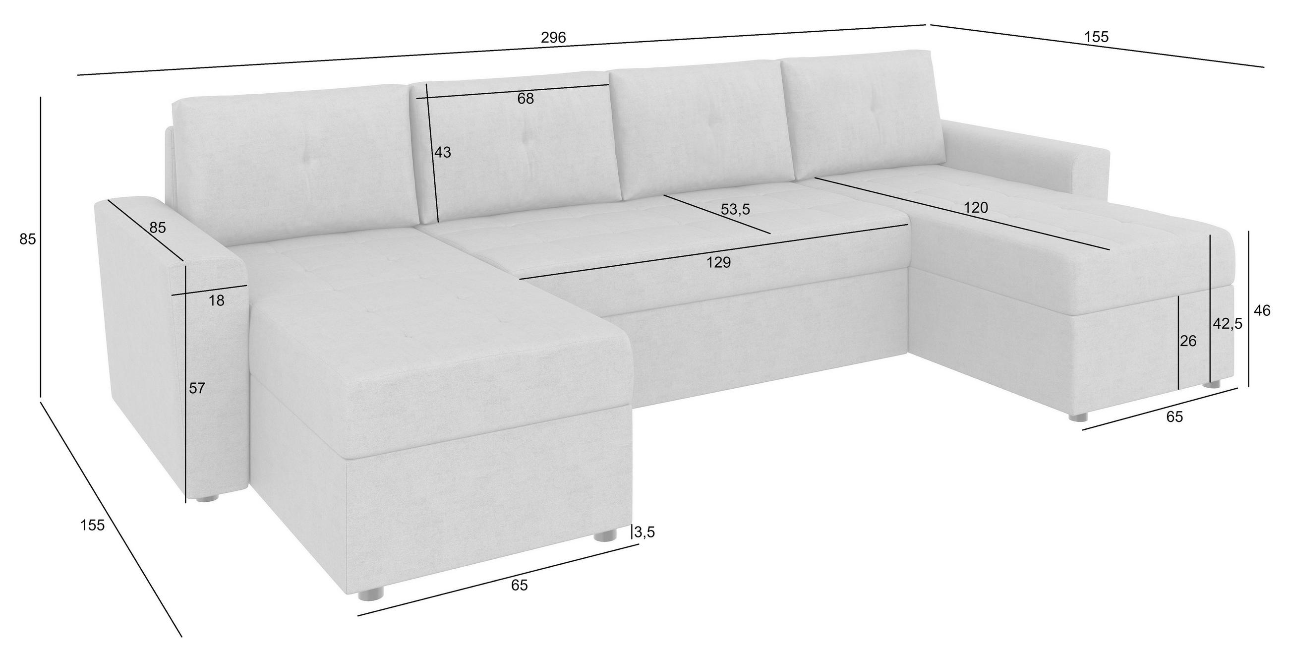 Thumbnail - Mid.you Wohnlandschaft Termoli, Anthrazit, Textil, 4-Sitzer, Füllung: Schaumstoff, U-Form, 296x155 cm, Made in EU, Liege...