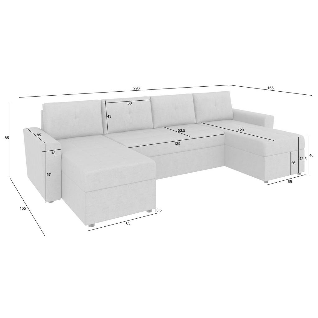 Thumbnail - Mid.you Wohnlandschaft Termoli, Graubraun, Textil, 4-Sitzer, Füllung: Schaumstoff, U-Form, 296x155 cm, Made in EU, Liege...