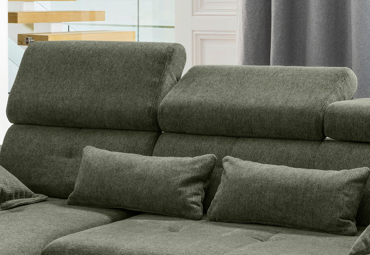 ECKSOFA Chenille Dunkelgrün  - Dunkelgrün/Schwarz, Basics, Textil/Metall (186/270cm) - Livetastic