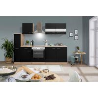 KÜCHENBLOCK 240 cm   in Schwarz  - Edelstahlfarben/Eichefarben, Basics, Holzwerkstoff/Metall (240cm) - Respekta