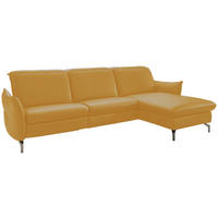ECKSOFA in Lederlook (vegan) Gelb  - Gelb/Nickelfarben, Modern, Textil/Metall (263/179cm) - Livetastic