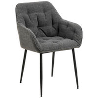 STOL MED ARMSTÖD   bouclé  grå  - grå/svart, Modern, metall/textil (58/83/55cm) - MID.YOU