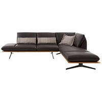 ECKSOFA Braun Echtleder  - Schwarz/Braun, Design, Leder/Holz (282/205cm) - Dieter Knoll