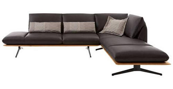 ECKSOFA Braun Echtleder  - Schwarz/Braun, Design, Leder/Holz (282/205cm) - Dieter Knoll