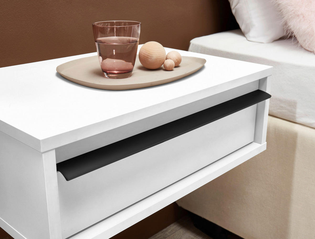 NACHTSCHRANK 50/17/34 cm  - Schwarz/Weiß, KONVENTIONELL, Holzwerkstoff/Metall (50/17/34cm) - Chameo