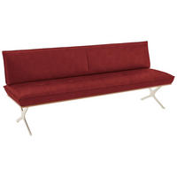 SITZBANK in Holz, Metall, Leder Rot, Edelstahlfarben  - Edelstahlfarben/Rot, Design, Leder/Holz (214/88/66cm) - Koinor