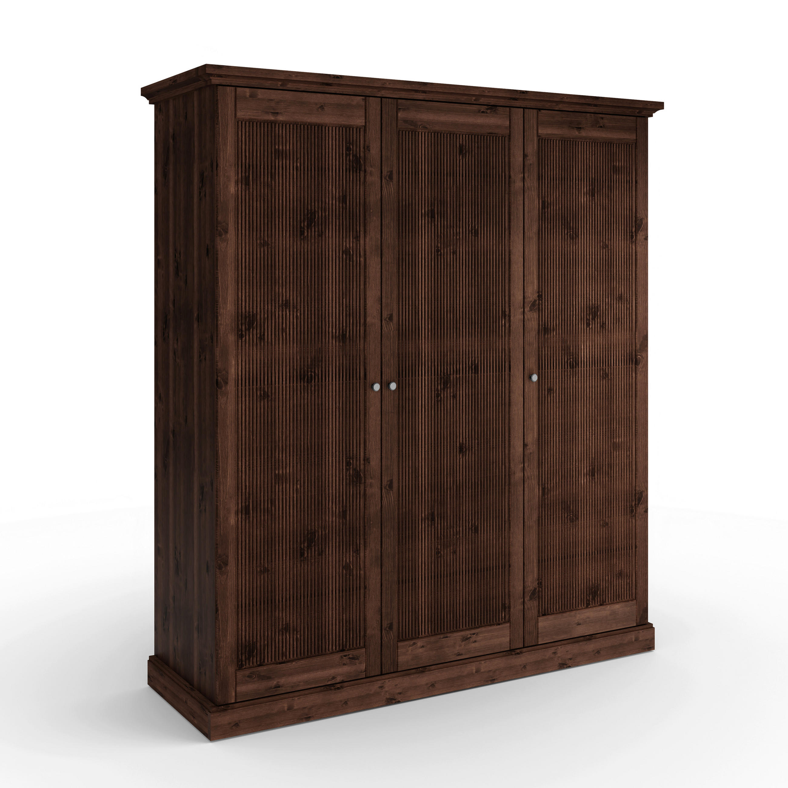 KLEIDERSCHRANK 189/213/63 cm,  in Dunkelbraun, 3 Tür(en)-türig  - Dunkelbraun/Silberfarben, KONVENTIONELL, Holz/Metall (189/213/63cm) - Linea Natura