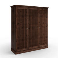 KLEIDERSCHRANK 189/213/63 cm,  in Dunkelbraun, 3 Tür(en)-türig  - Dunkelbraun/Silberfarben, KONVENTIONELL, Holz/Metall (189/213/63cm) - Linea Natura