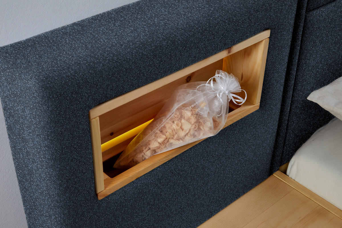 BOXSPRINGBETT 180/200 cm  in Eichefarben, Dunkelblau  - Eichefarben/Dunkelblau, Natur, Holz/Textil (180/200cm) - Valnatura