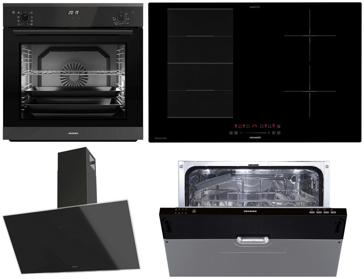 ELEKTROGERÄTESET - Schwarz, Basics, Glas/Metall - Oranier