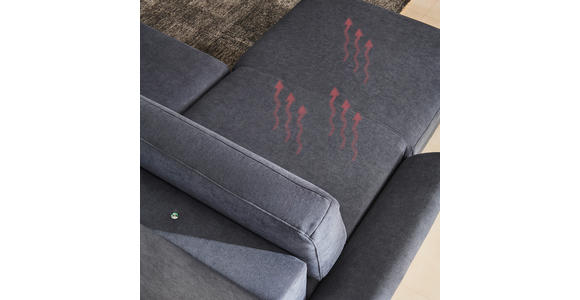 ECKSOFA in Flachgewebe Anthrazit 176/285 cm - Chromfarben/Anthrazit, KONVENTIONELL, Textil/Metall (176/285cm) - Novel